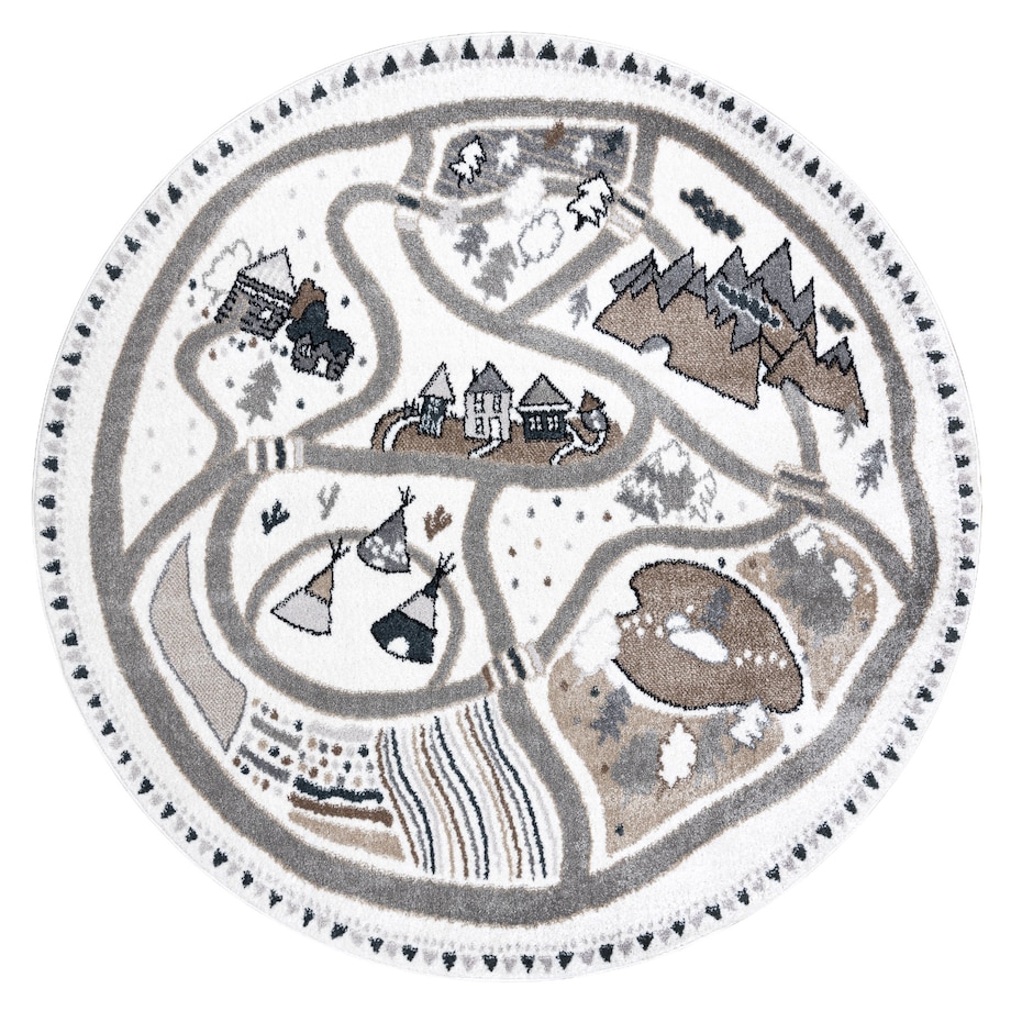 Dywan FUN Land dla dzieci, wioska, uliczki, koło 140 cm