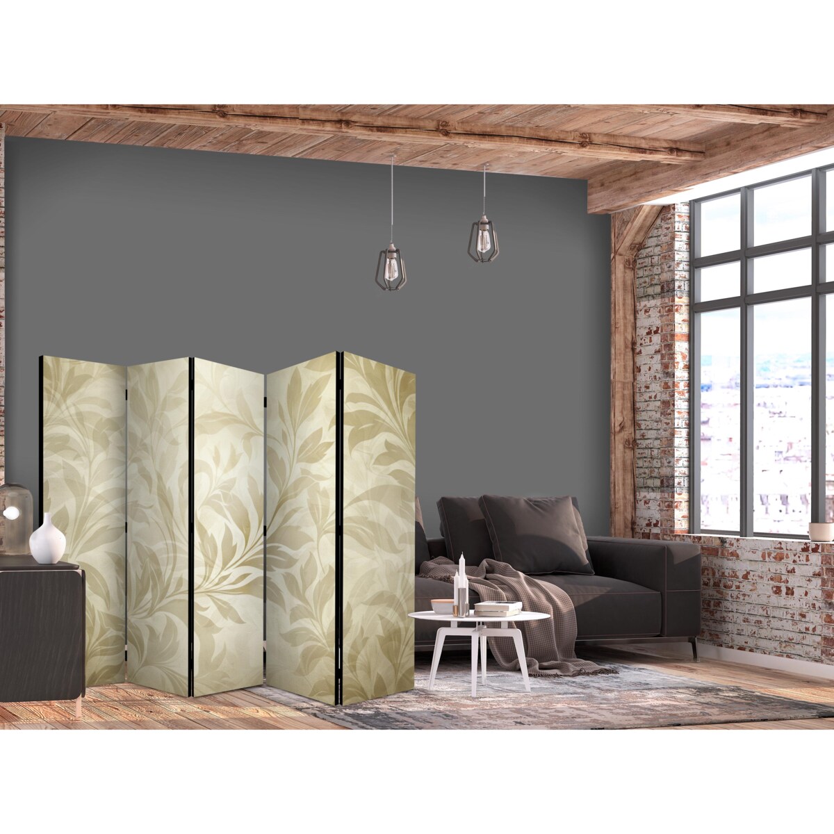 Parawan Dwustronny Listki I Pnącza 225x172cm