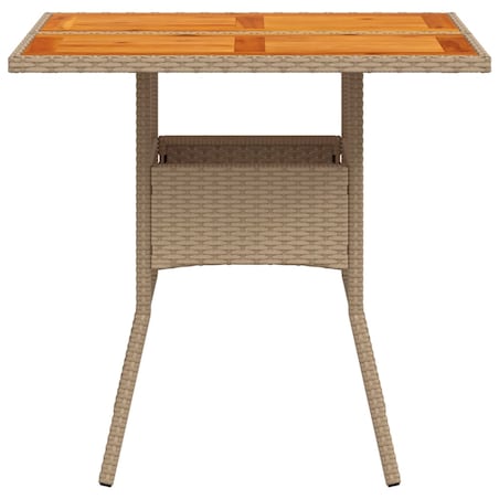 vidaXL Stolik ogrodowy, beżowy, 80x80x75 cm, polirattan i akacja