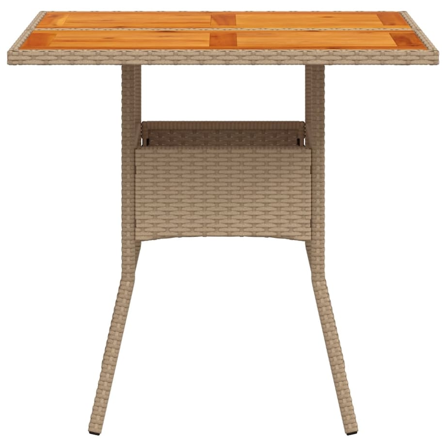vidaXL Stolik ogrodowy, beżowy, 80x80x75 cm, polirattan i akacja