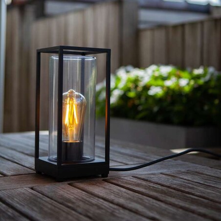 Stołowa LAMPA zewnętrzna FLAIR 6588801012 Lutec ogrodowa OPRAWA metalowa klatka outdoor IP44 czarna przezroczysta