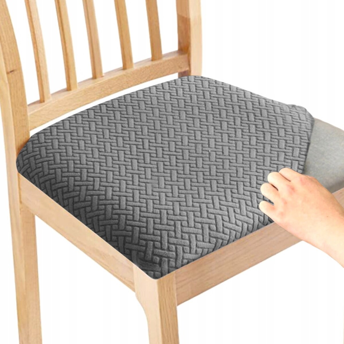 POKROWIEC NA SIEDZISKO 40x40cm SZARY ŻAKARD ELASTYCZNY [60-Z1-SZ]