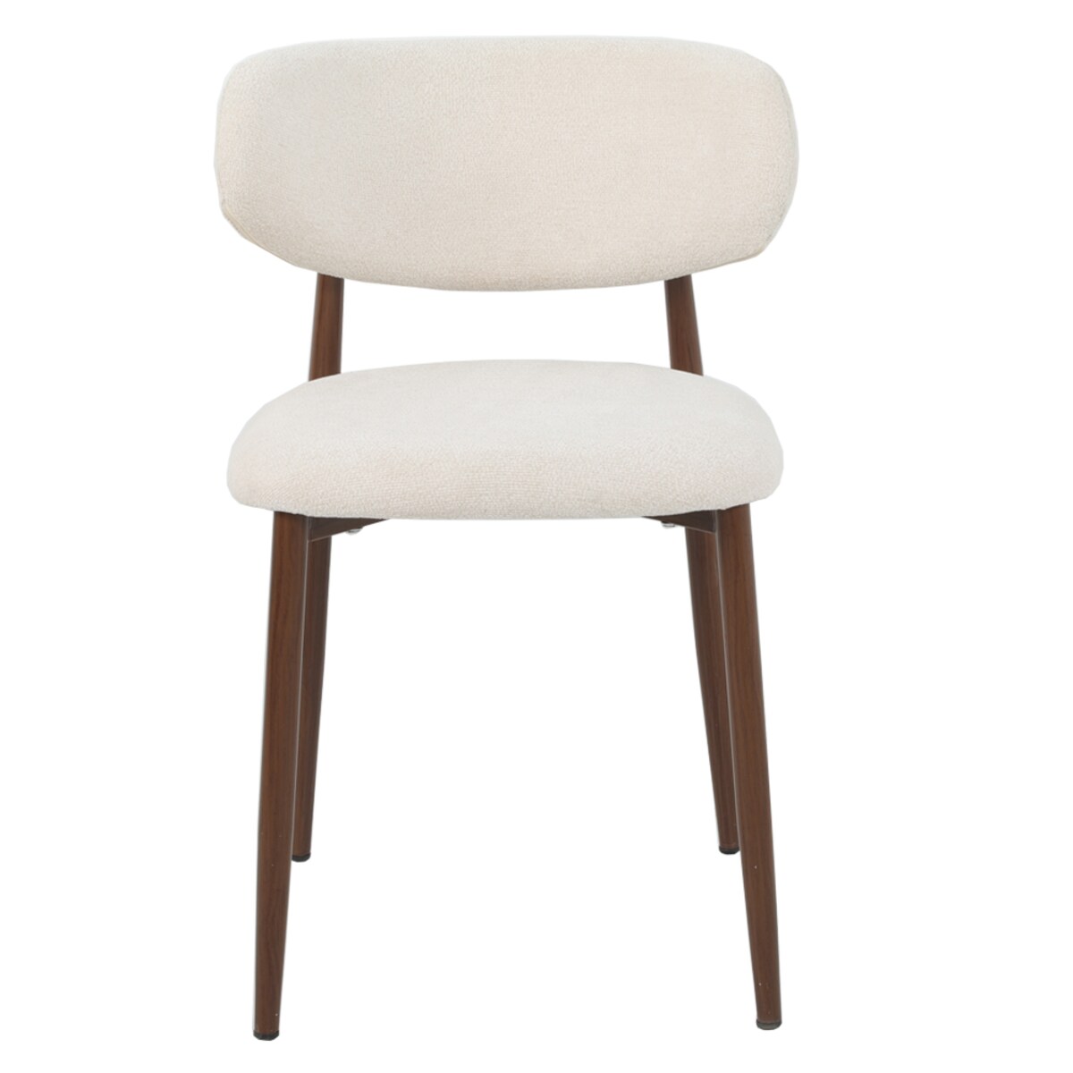 Krzesło INES beżowe metalowe nogi w kolorze drewna tapicerowane