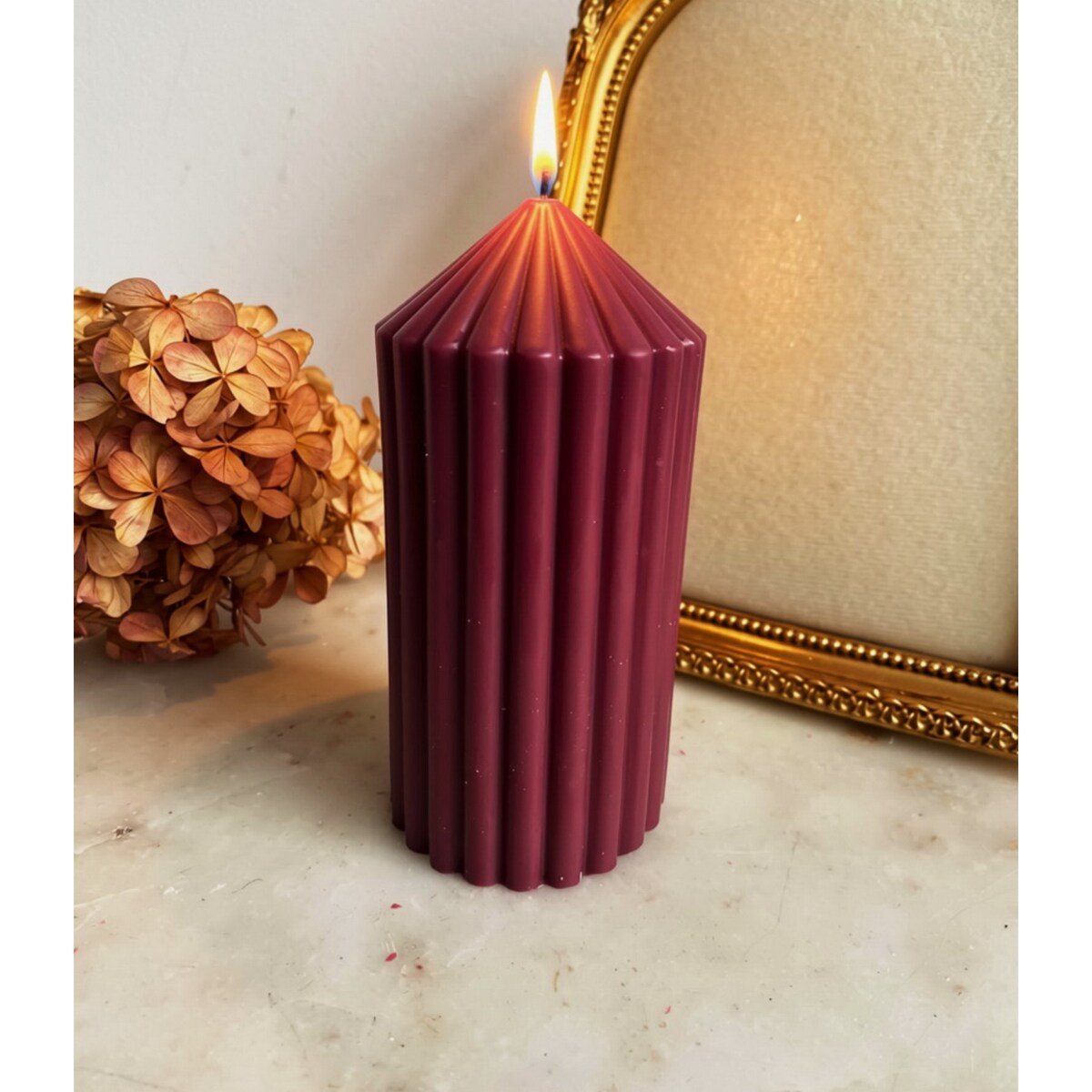 Świeca ekologiczna sojowa dekoracyjna "Burgundy Touch" 120x60mm