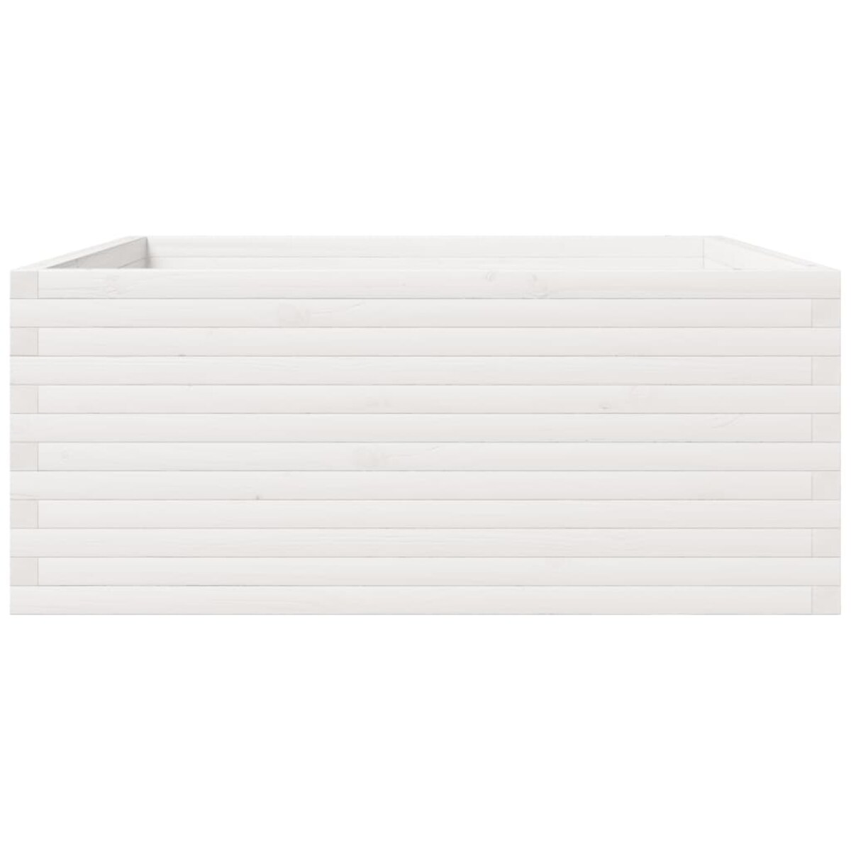 vidaXL Donica ogrodowa, biała, 110x110x49,5 cm, lite drewno sosnowe