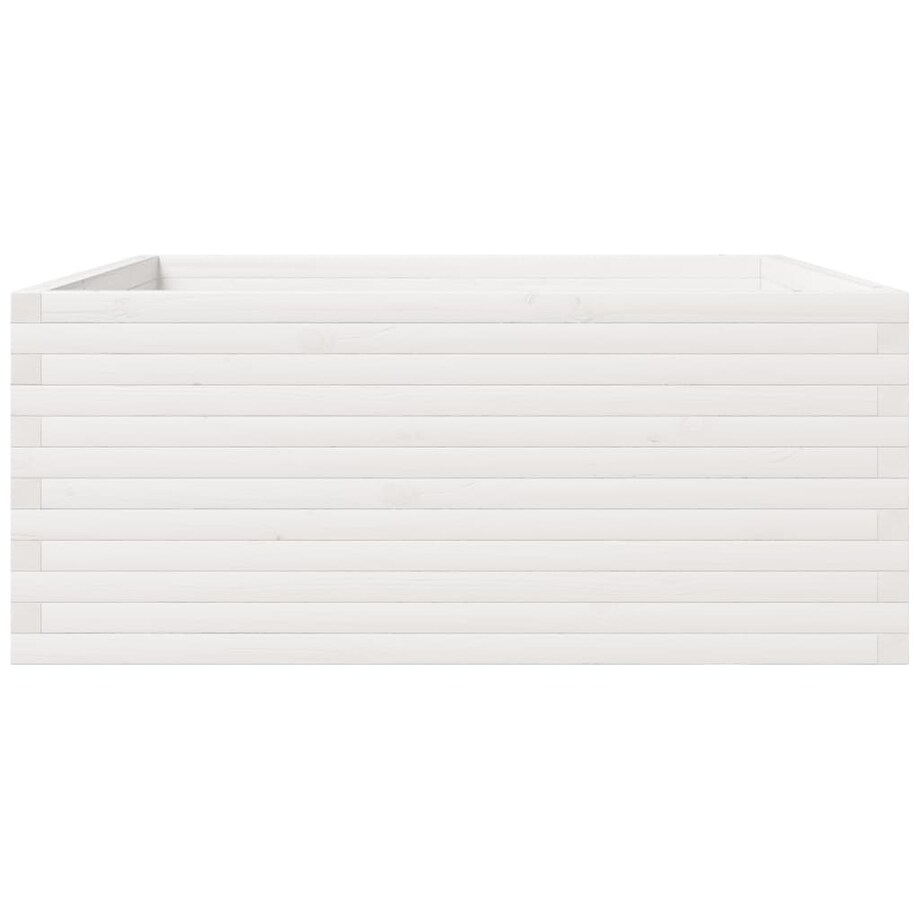 vidaXL Donica ogrodowa, biała, 110x110x49,5 cm, lite drewno sosnowe