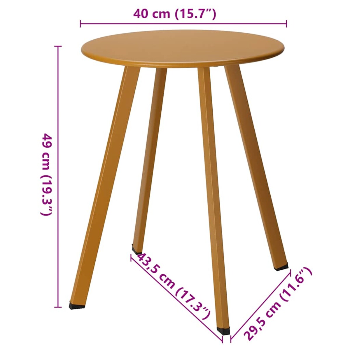 ProGarden Stolik, 40x49 cm, matowa musztardowa żółć