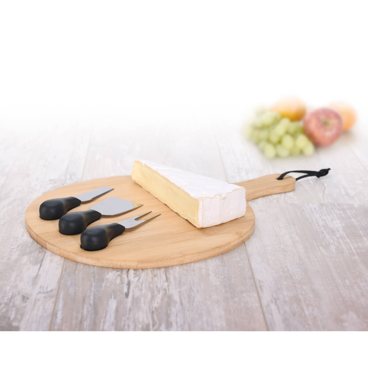 Deska do serwowania serów, bambusowa, 3 noże w zestawie