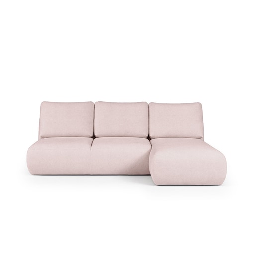 Mirel Sofa narożna prawa bez podłokietników różowa