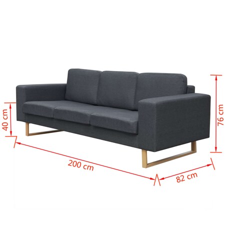 vidaXL Sofa 3-os. ciemnoszara
