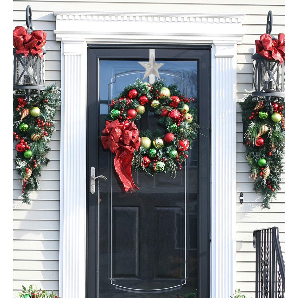 Świąteczny wieszak na drzwi gwiazda 37cm 301079