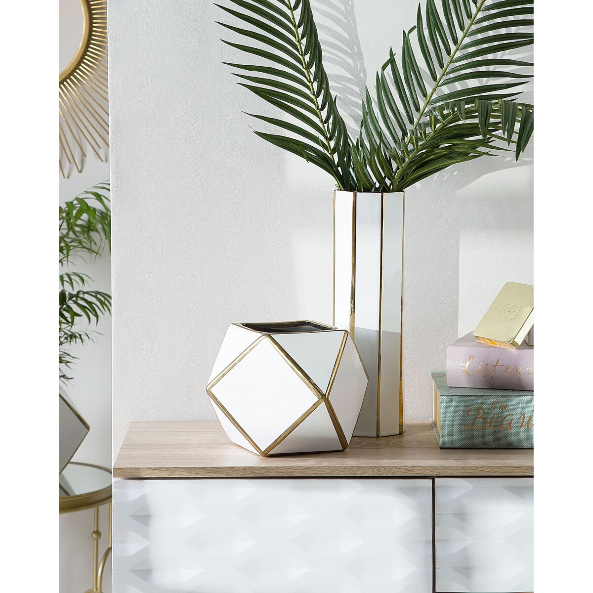 Wazon na kwiaty ceramiczny biały ESTELLA