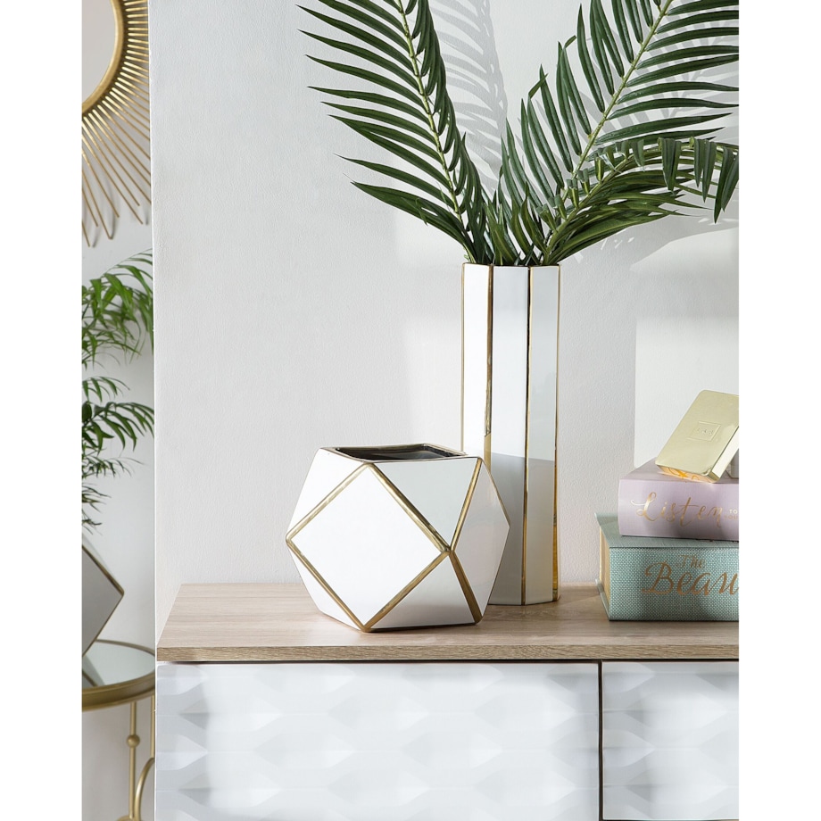 Wazon na kwiaty ceramiczny biały ESTELLA