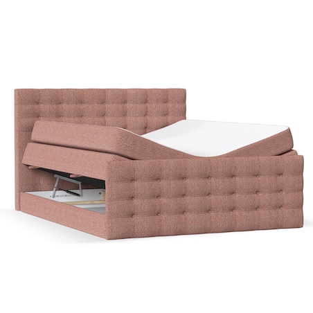 Łóżko kontynentalne STATE 180x200 z pojemnikiem, Czerwony, tkanina Grace 55