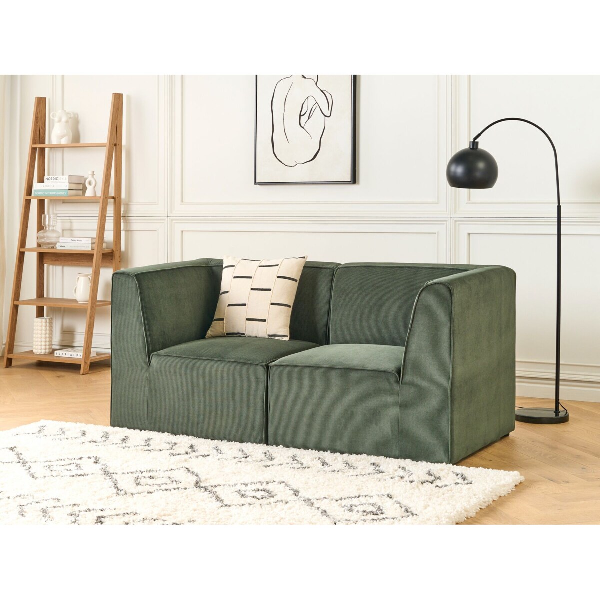 Sofa modułowa 2-osobowa sztruksowa ciemnozielona LEMVIG