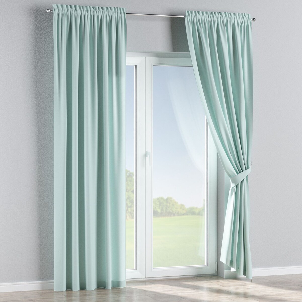 Zasłona na kanale z grzywką 1 szt. 130x260 pastelowy błękit