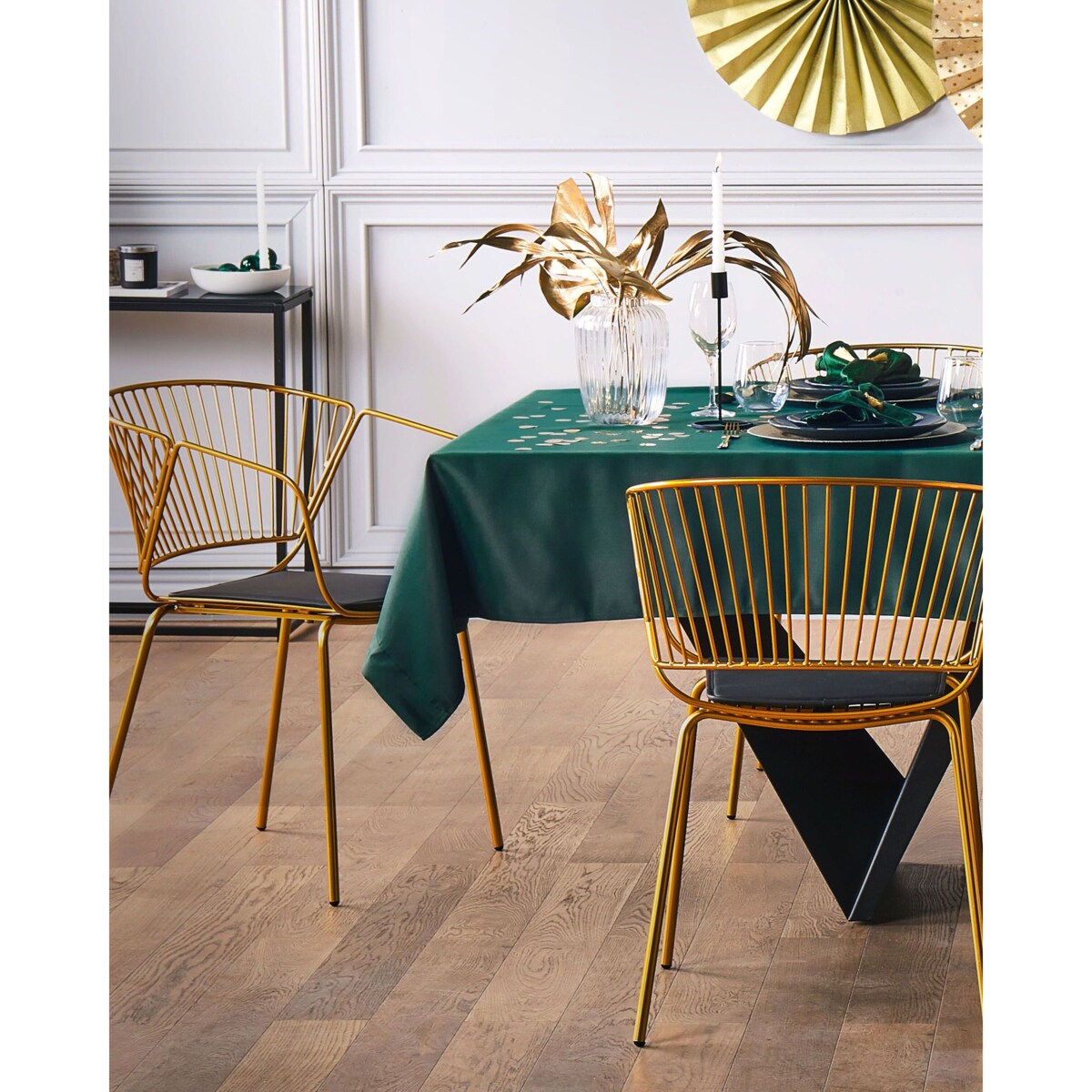 Zestaw 2 metalowych krzeseł do jadalni złoty RIGBY