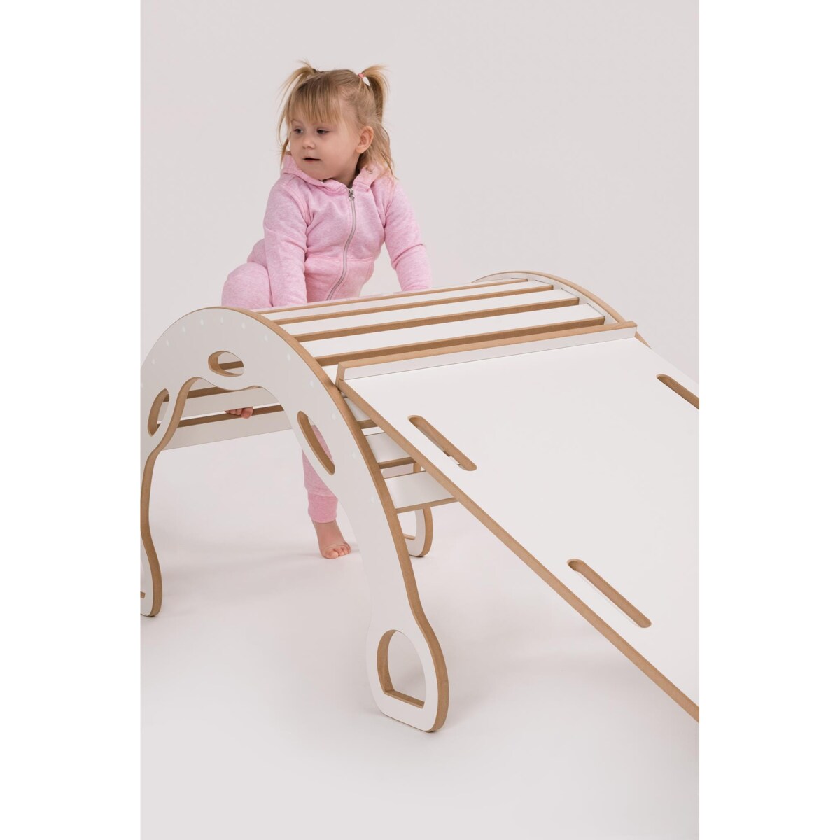 3w1 DUŻY bujak montessori z uchwytami + DUŻA zjeżdżalnia CHMURKI + blat