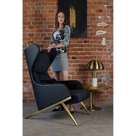 Elegancki fotel z ekoskóry Hampton Velvet czarny złoty