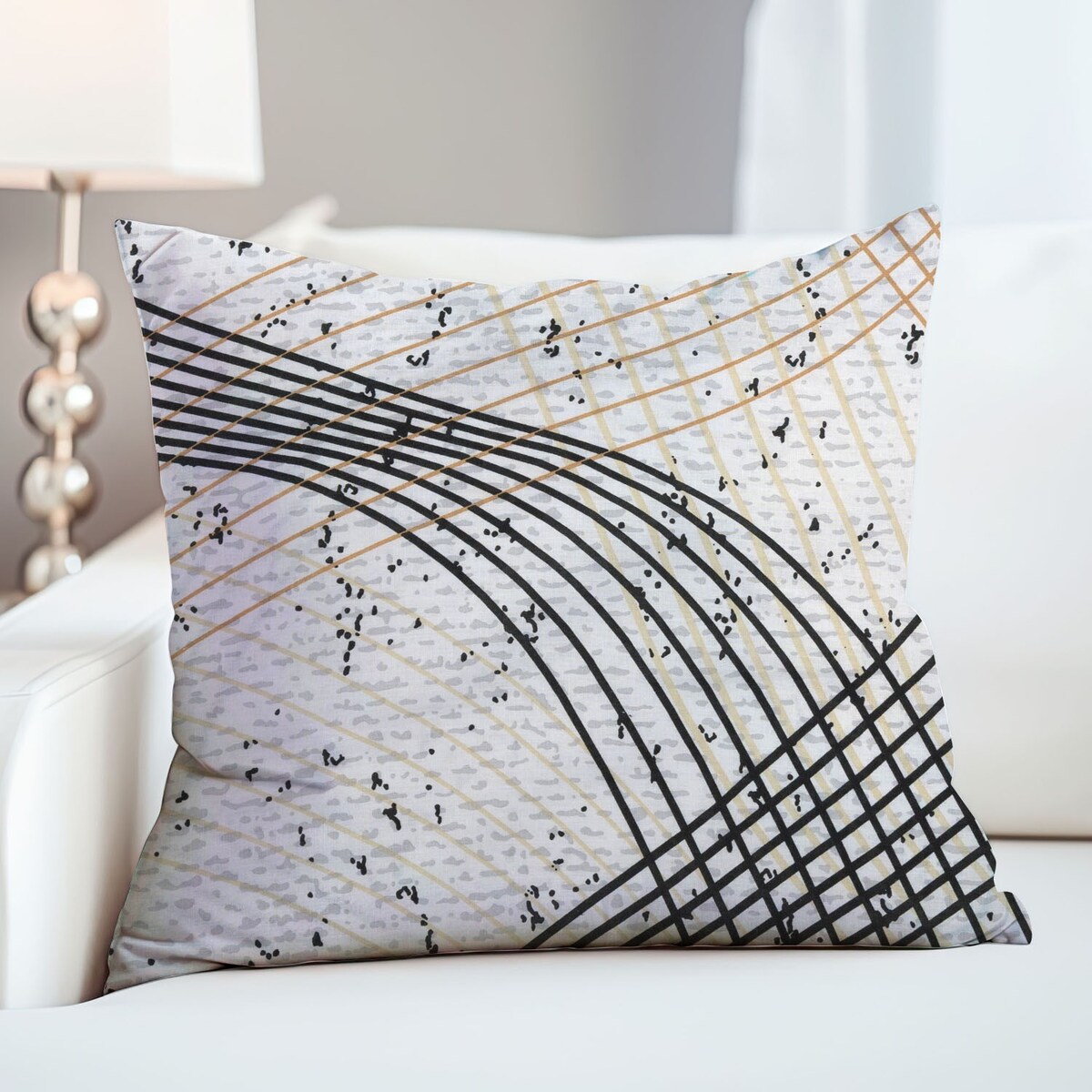 Poszewka dekoracyjna bawełniana 40x40 Flow szara w falujące linie, Cottonlove, Darymex