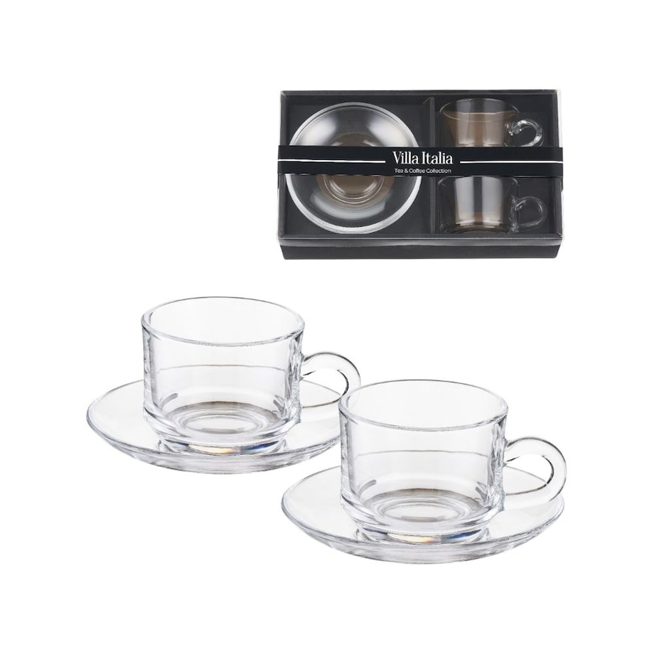 VILLA ITALIA Komplet filiżanek szklanych 2 sztuki Zestaw prezentowy TALITA