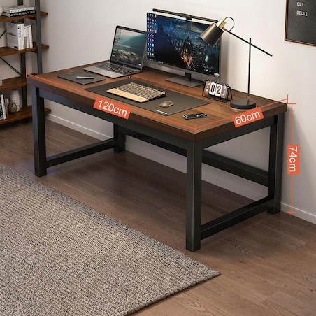 Biurko komputerowe nowoczesne ciemny buk industrialne loft 120 cm gamingowe