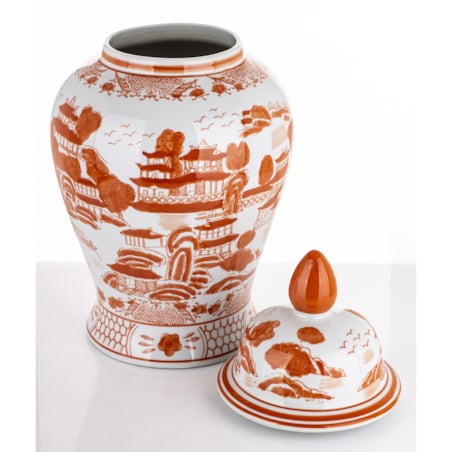 Amfora pojemnik z pokrywą 49x25 cm AMALA pomarańczowa