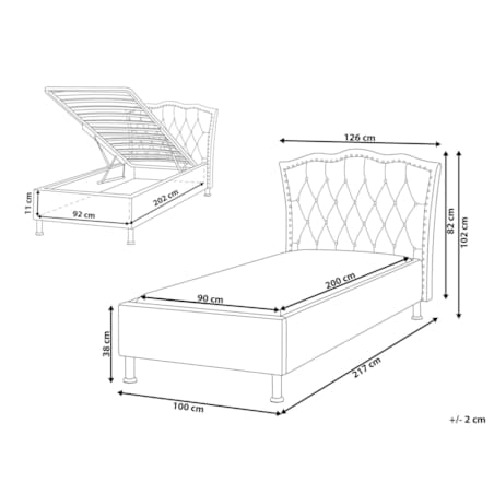 Łóżko welurowe z pojemnikiem 90 x 200 cm różowe METZ