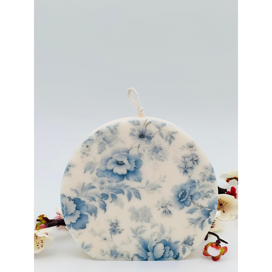 Świeca sojowa Niebieskie Kwiaty Vintage rozm. L pomysł na prezent dla mamy