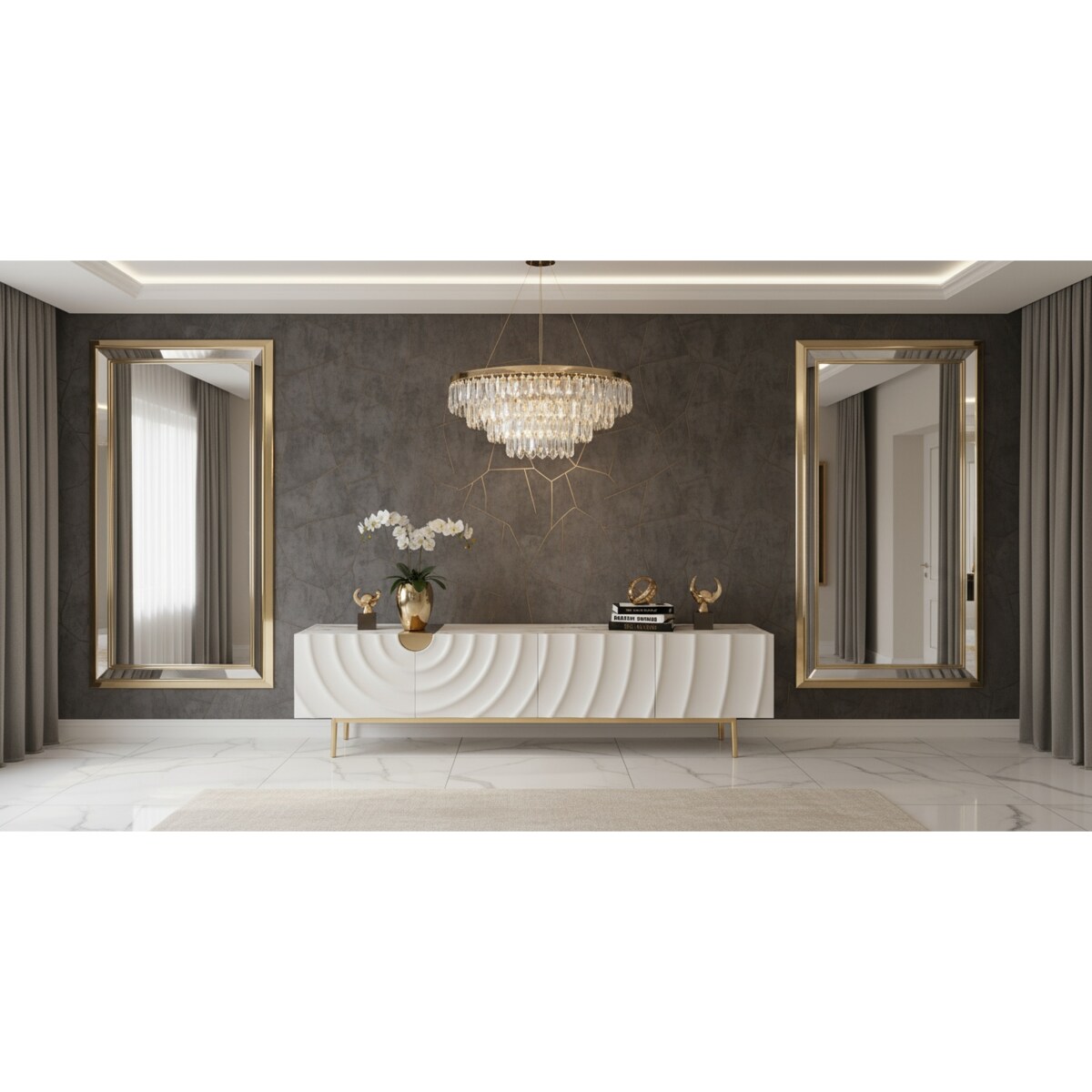 Szafka RTV złota Primavera Glamour Premium 200x40x50