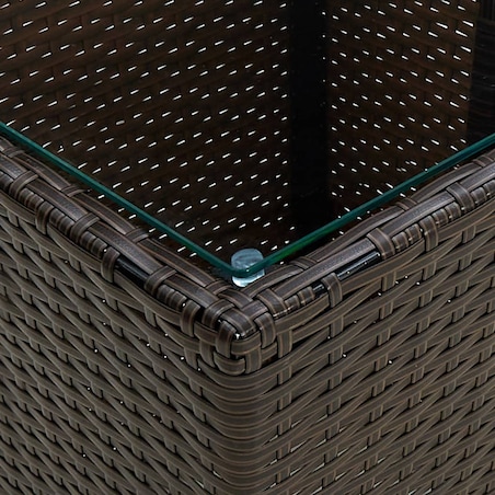 vidaXL Stolik herbaciany, brązowy, 41,5x41,5x44 cm, rattan PE i szkło