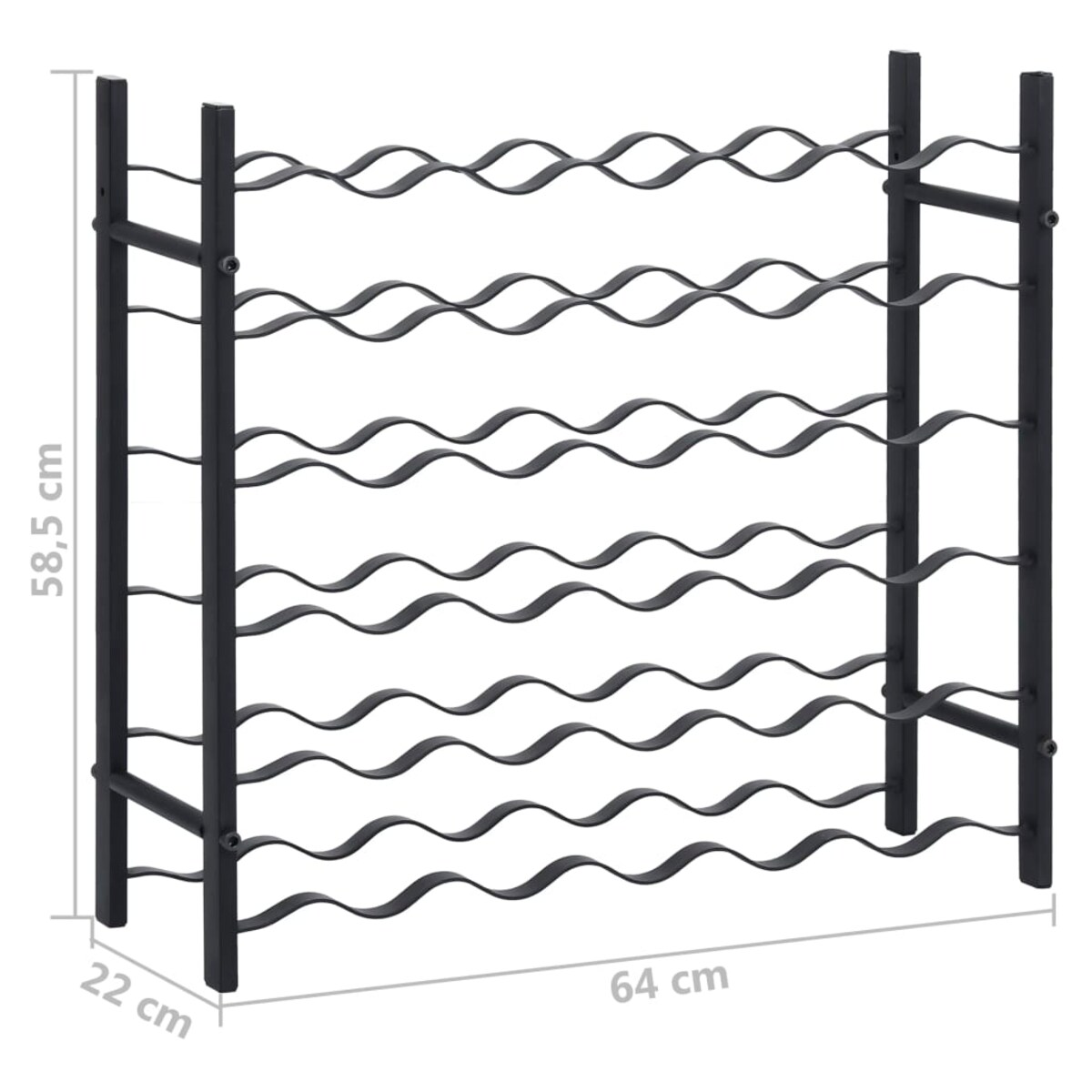 vidaXL Stojak na 36 butelek, czarny, żelazny