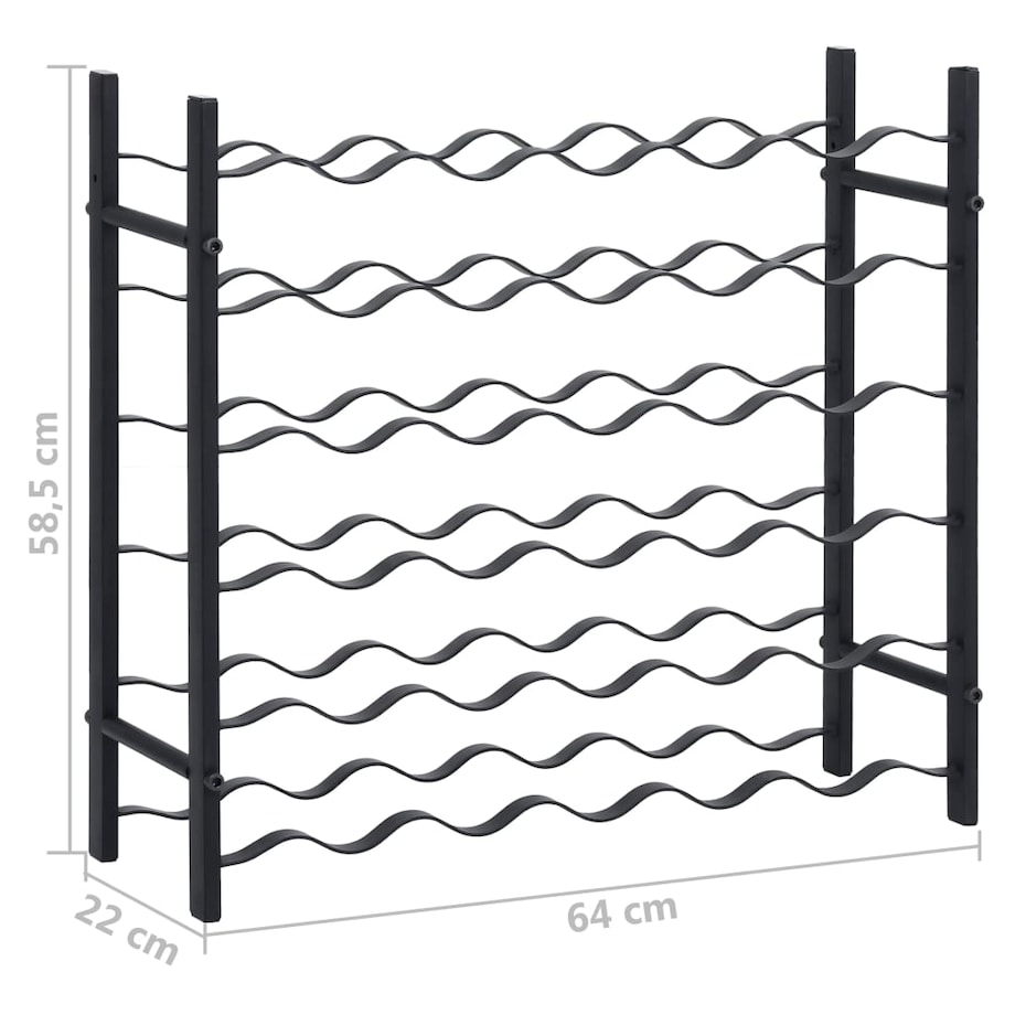 vidaXL Stojak na 36 butelek, czarny, żelazny