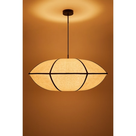 Lampa sufitowa lniana Patraix kremowo-czarna Ø70 cm