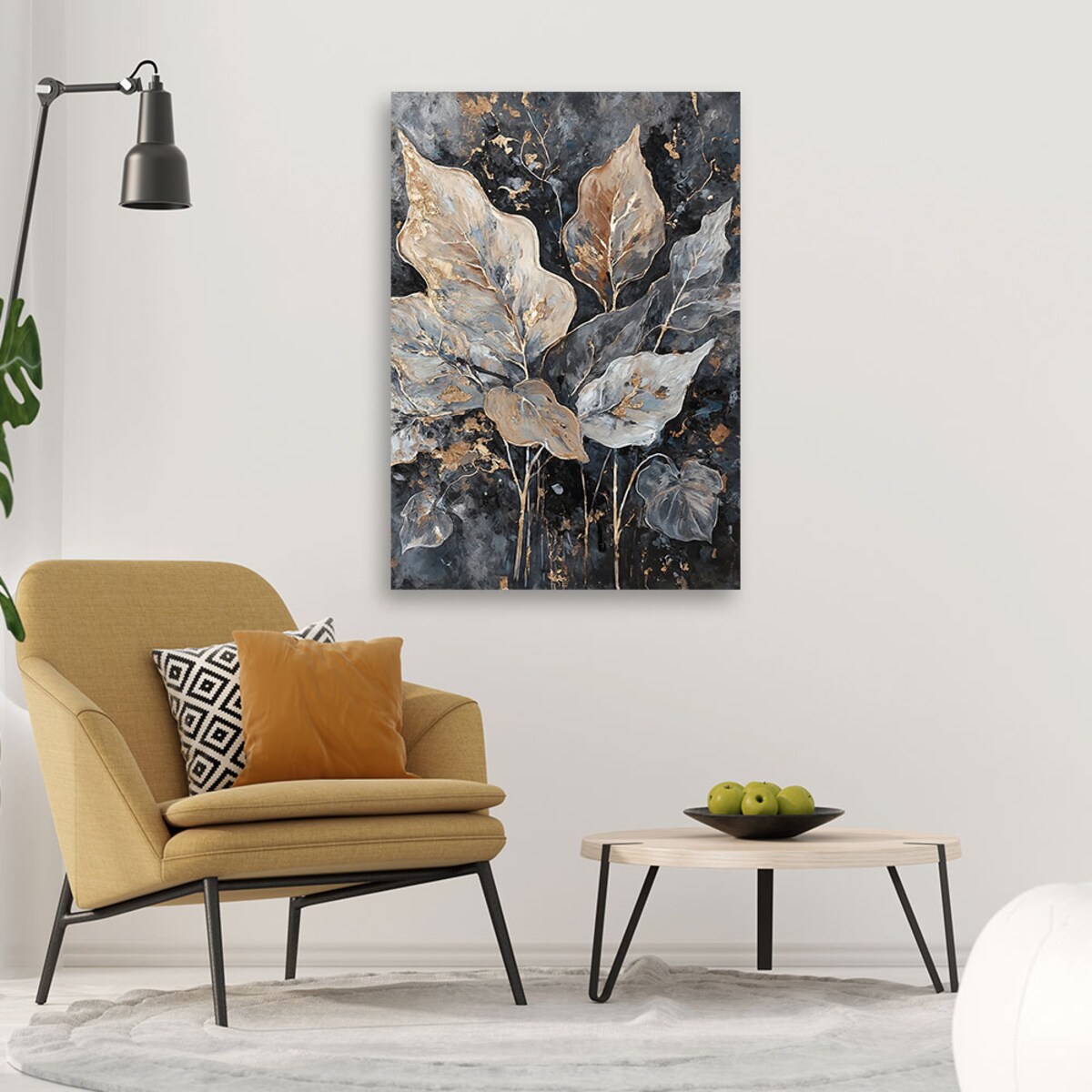 Obraz do sypialni do salonu na ścianę Liście w Stylu Boho Glamour 70x100