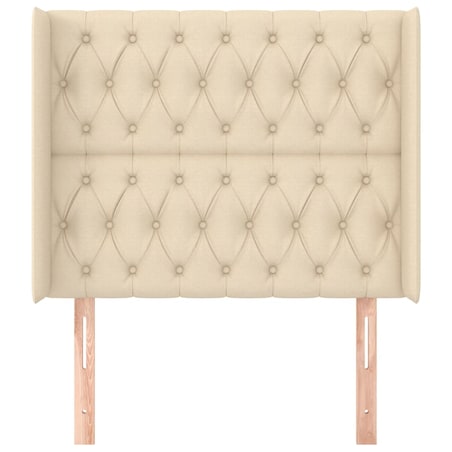 vidaXL Zagłówek uszak, kremowy, 93x16x118/128 cm, tkanina