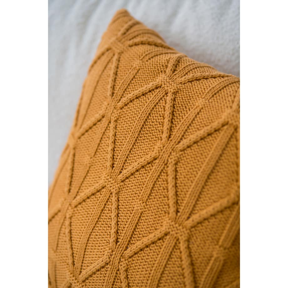 Poszewka brytyjska kwadratowa musztardowa, 50 x 50 cm, La Manta