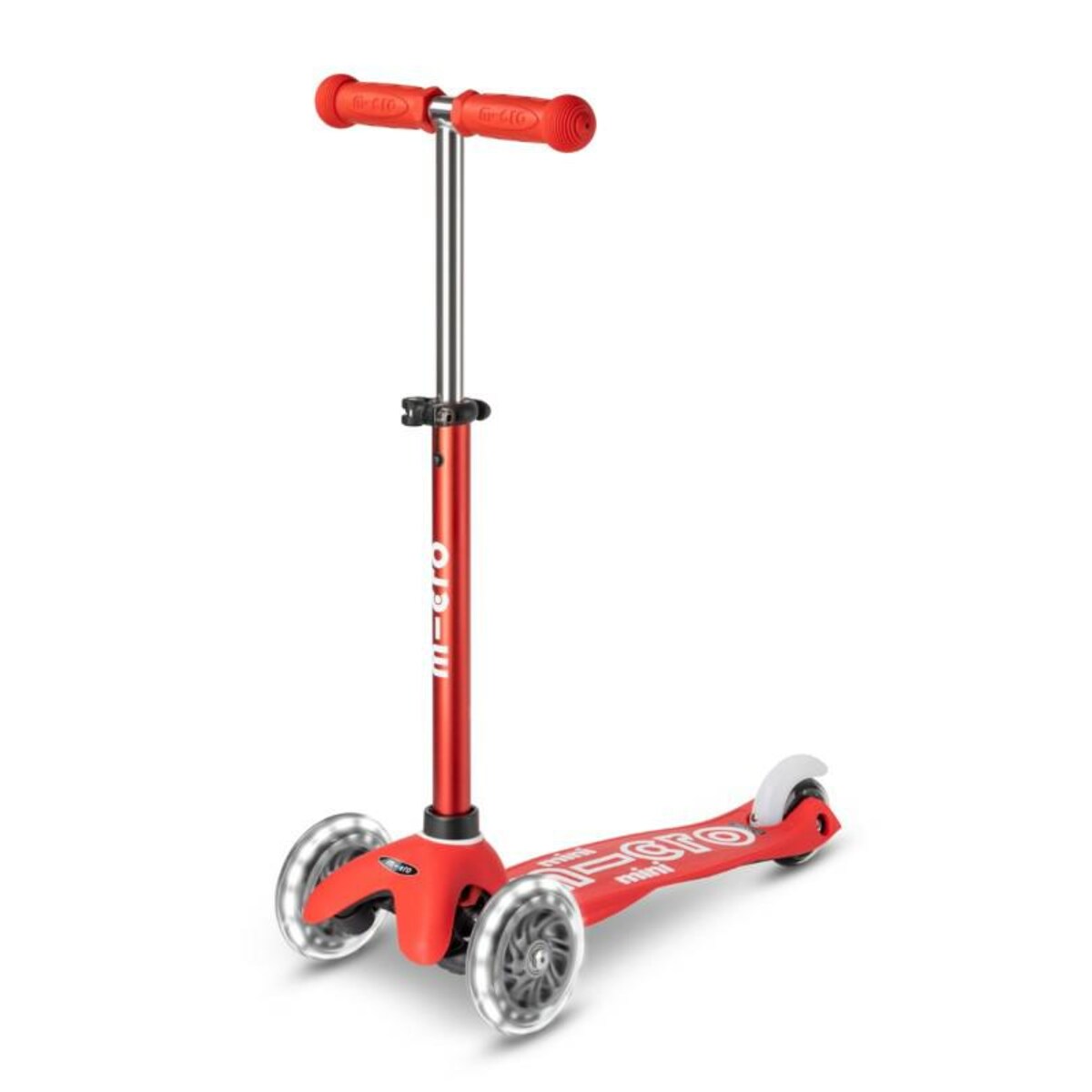Micro - Trójkołowa hulajnoga ze świecącymi kołami Mini Deluxe LED - czerwona