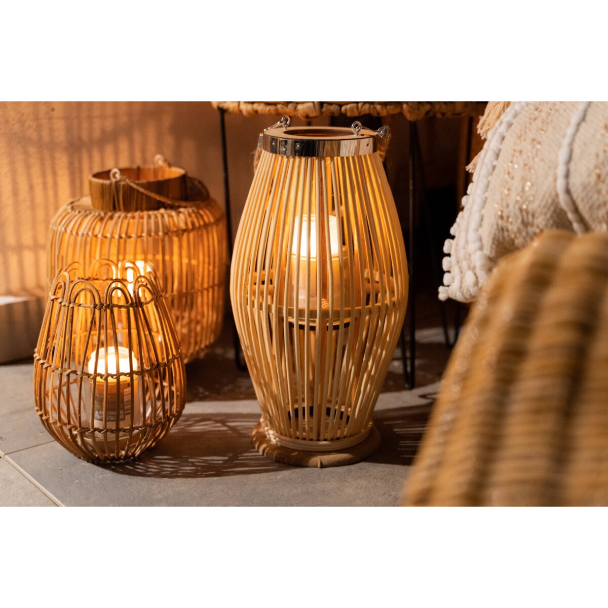 Lampion na balkon, rattanowy, wys. 22 cm