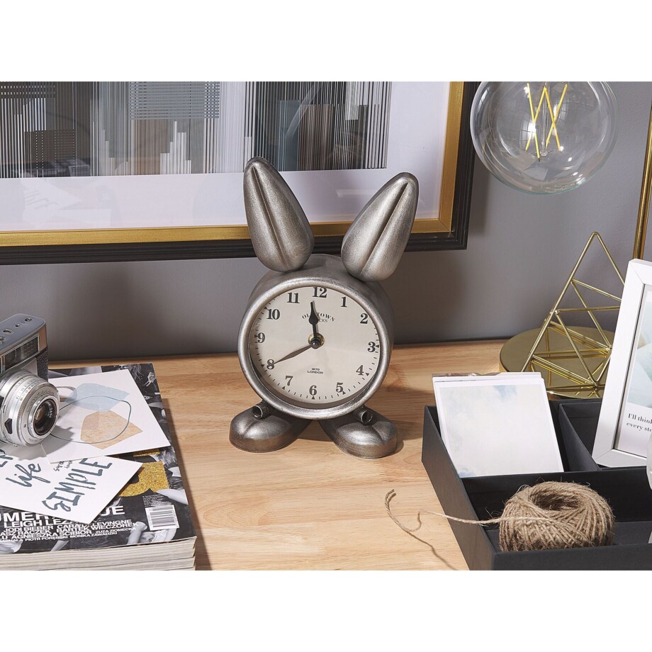 Zegar stojący w kształcie królika srebrny THUSIS