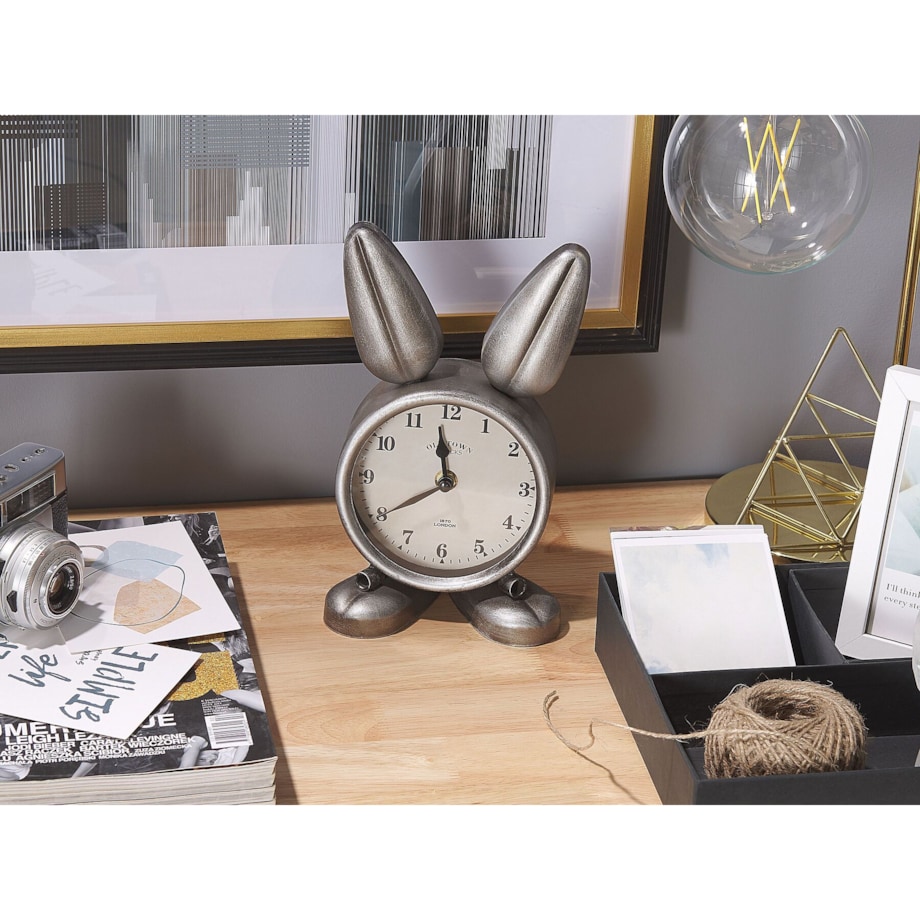 Zegar stojący w kształcie królika srebrny THUSIS