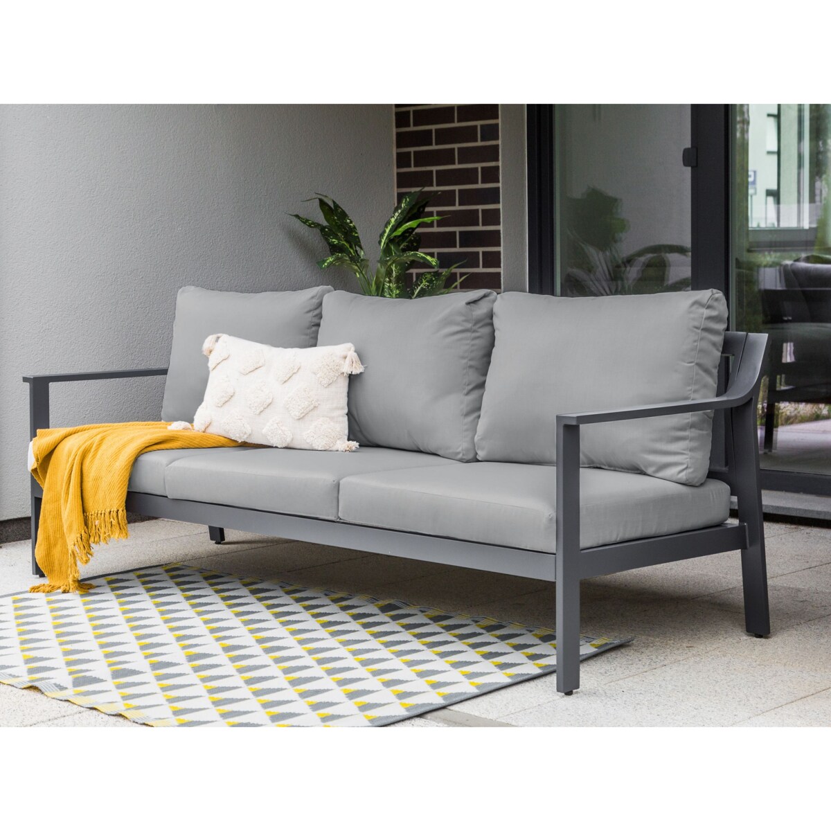 Sofa ogrodowa dla 3 osób KIATO Metal Ciemnoszary