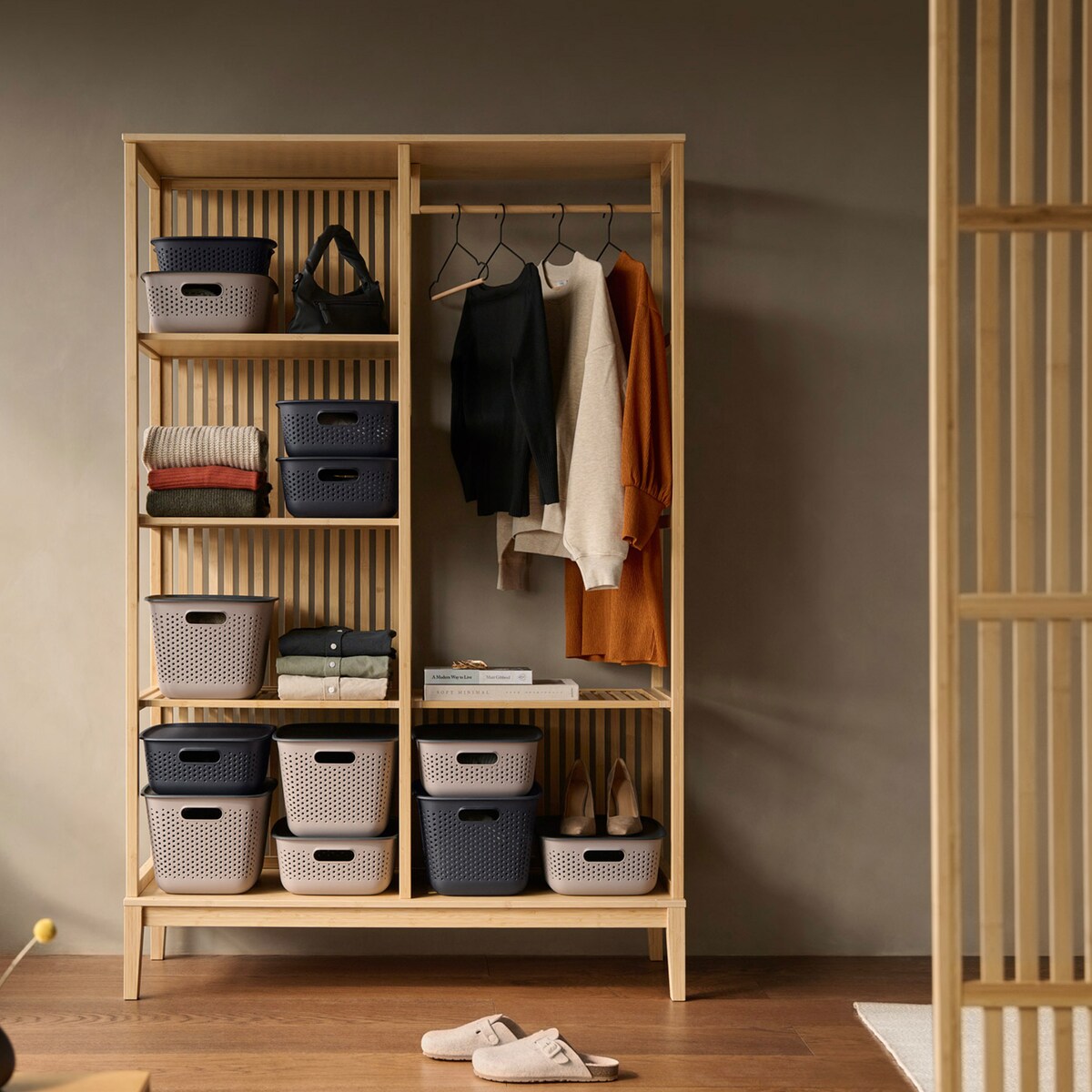 3X Pojemnik Plastikowy Ażurowy Pudełko Z Pokrywą Pojemniki Box 10L Brązowy