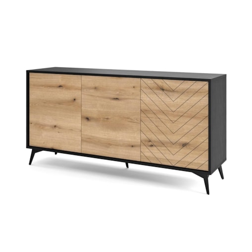 Komoda GALAXY 3D 154 cm czarna/dąb evoke