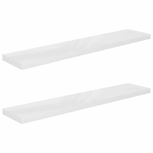 vidaXL Półki ścienne 2 szt., wysoki połysk, biel, 120x23,5x3,8 cm, MDF