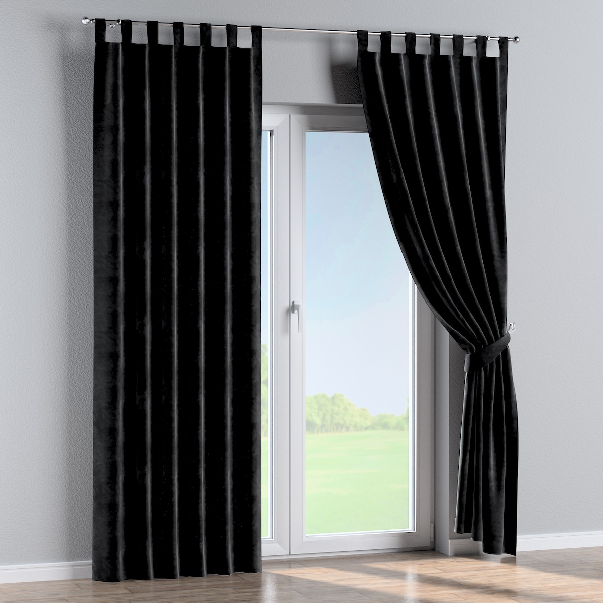 Zasłona na szelkach 1 szt. 130x245 głęboka czerń