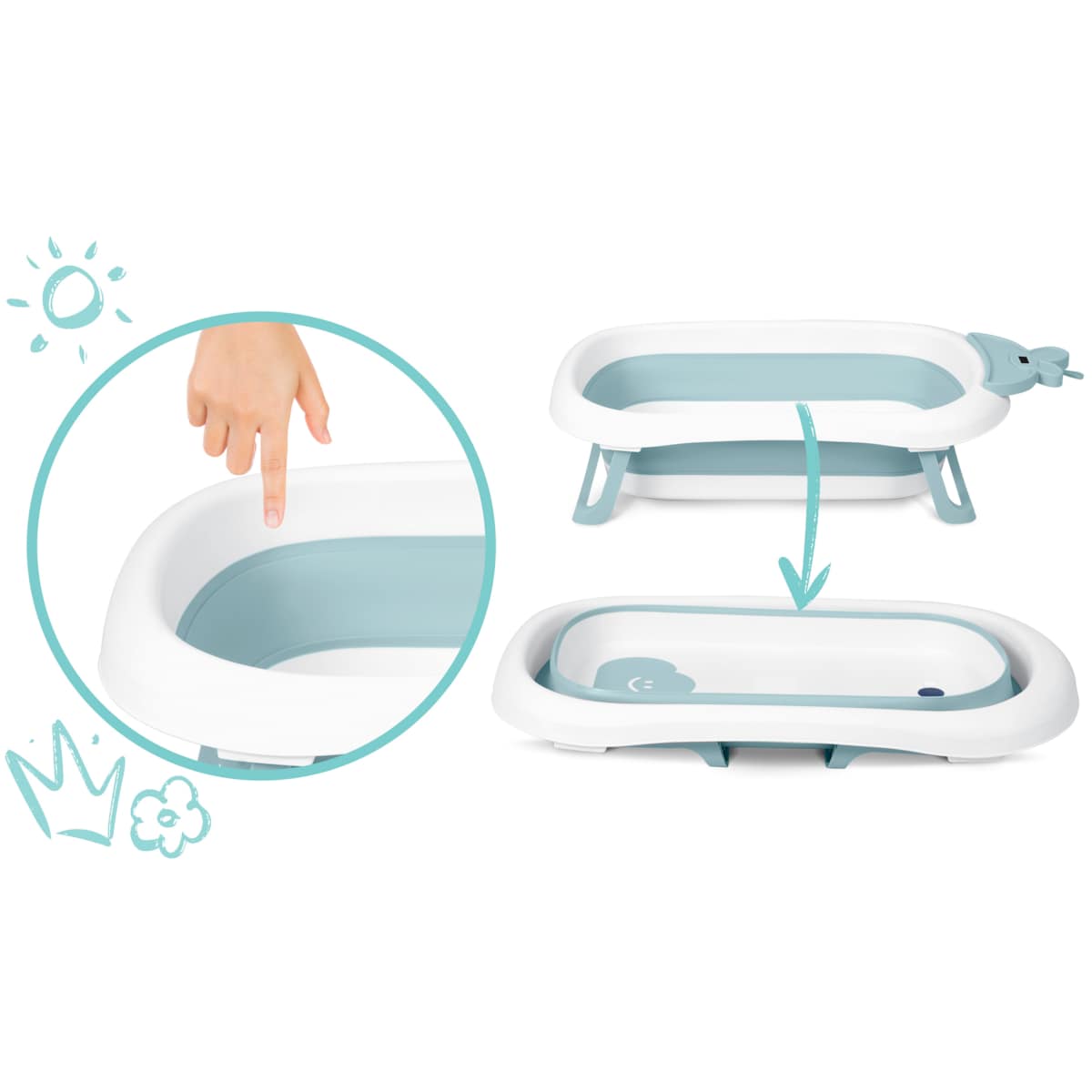 Wanienka składana dla dziecka z termometrem Ricokids