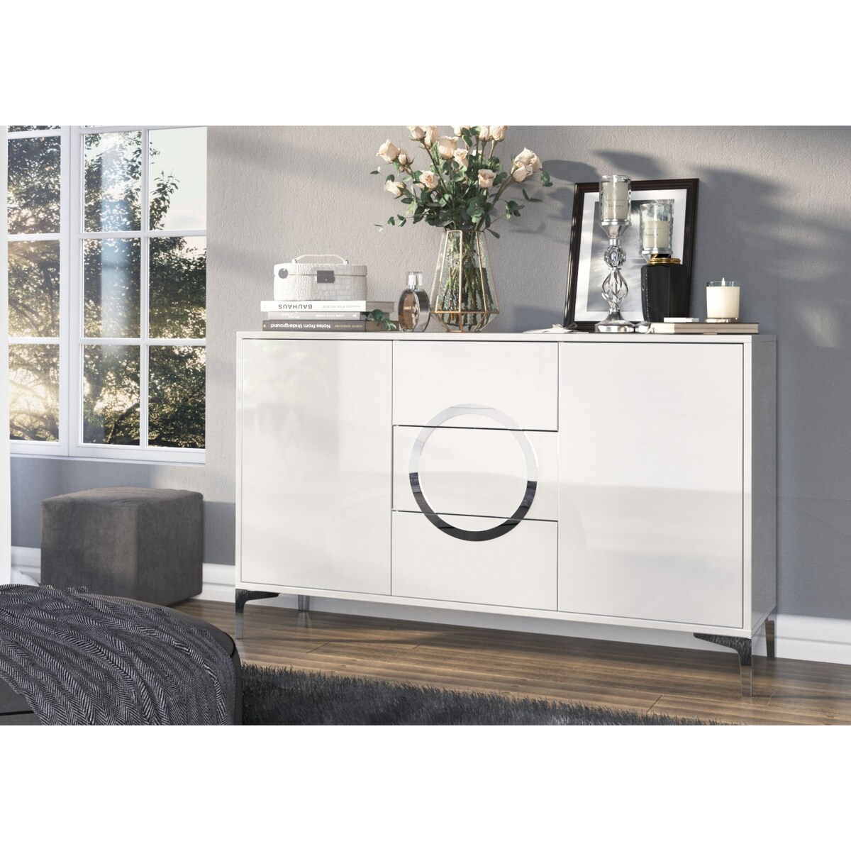 Biała nowoczesna komoda Dancan EVA | połysk