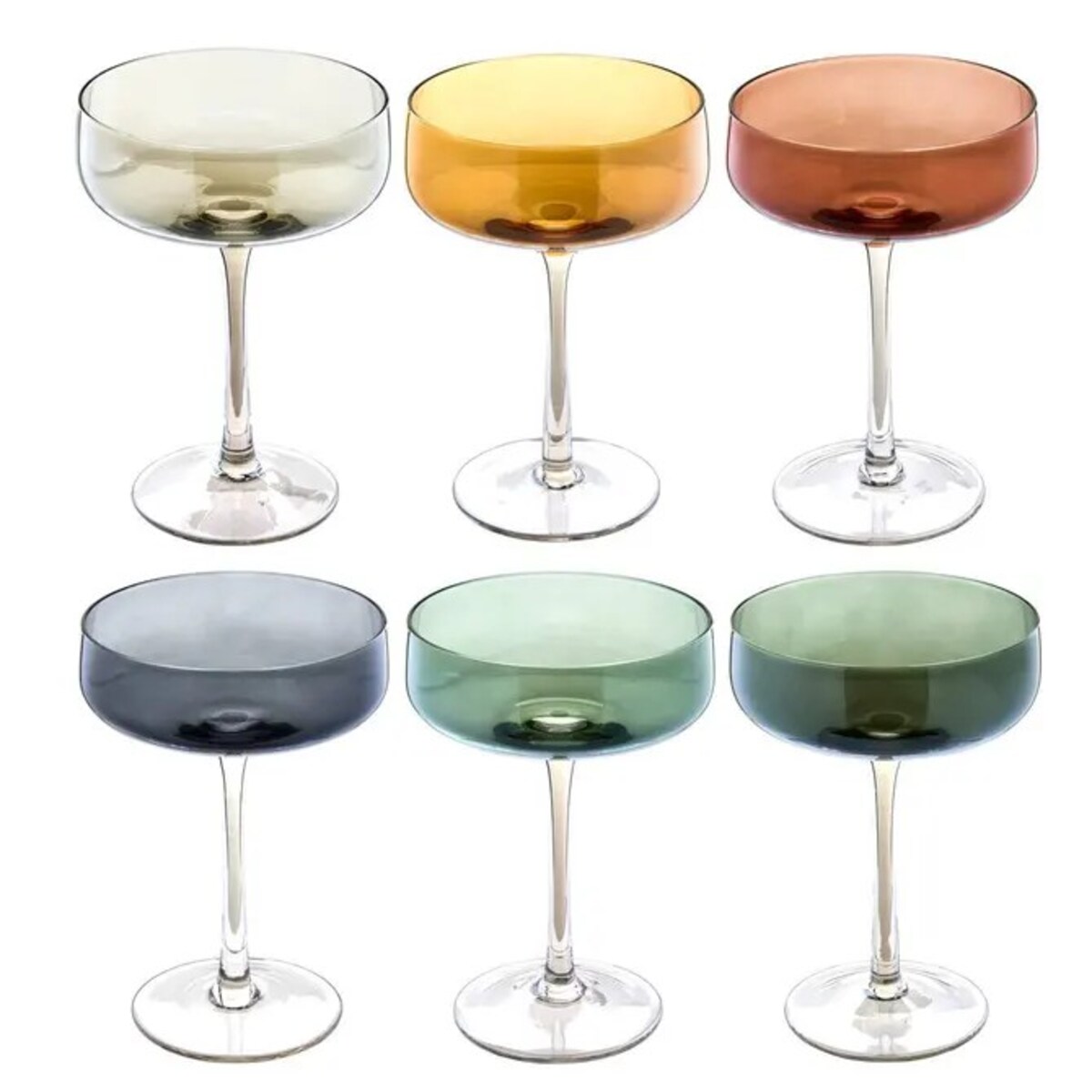 Zestaw 6 kieliszków do szampana Lucia, 250 ml, wielokolorowe