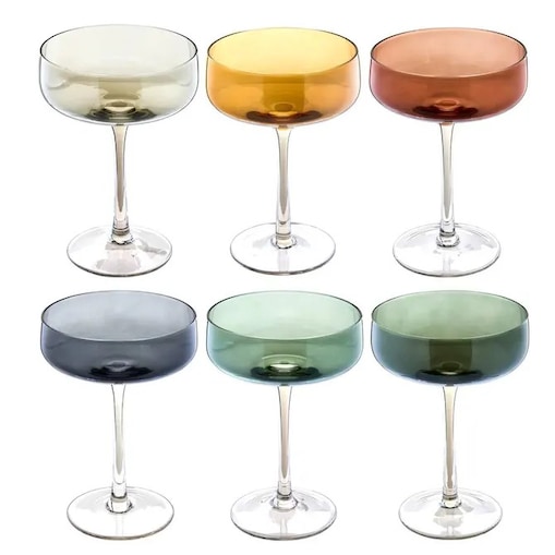 Zestaw 6 kieliszków do szampana Lucia, 250 ml, wielokolorowe